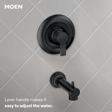 Moen Meena Matte Black Single Handle Modern Shower Faucet with Handshower and Tub Spout for Bathtub (Valve Included), 82618BL