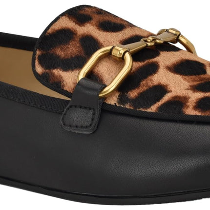 Nine West Women's Brayci Loafer, Black/Leopard Mul