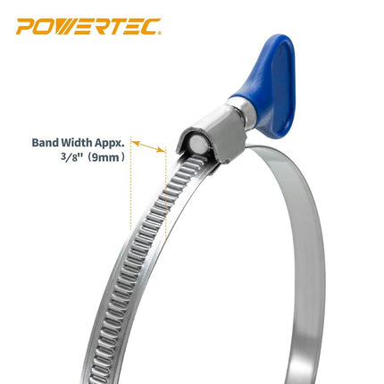 POWERTEC 70250-P2 6 Inch Key Hose Clamp, Thumb Screw Key Adjustable Stainless Steel Hose Clamps for Dust Collection, Dust Collector and Dryer Vent Hose, Pipe Clamp, RV Clamp, Worm Gear Clamp, 10 pack