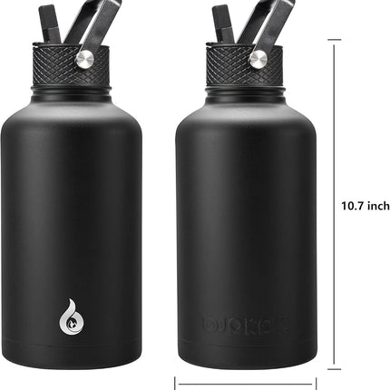 BJPKPK 64oz Insulated Water Bottle, Half Gallon Water Jug with Straw Lid