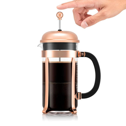 Bodum CHAMBORD Coffee Maker, French Press Coffee Maker, Copper Classic Collection, Glass, 34 Ounce (8 Cup)