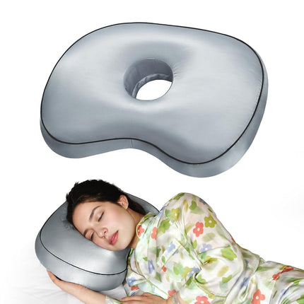 Nockovi Ear Piercing Pillow for Side Sleepers with Orthopedic Support, Ear Hole Pain Relief Removable Cover 12x19 Inch for Pierced Ears