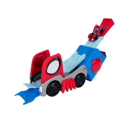 Jazwares MARVEL Spidey and His Amazing Friends Transforming Hauler Raceway - 9-Inch Vehicle and Trackset with Exclusive Amazing Metal