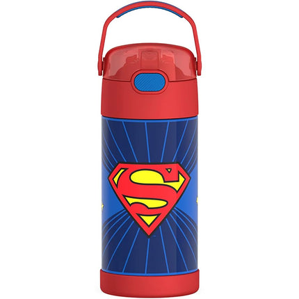 THERMOS FUNTAINER Water Bottle with Straw - 12 Ounce - Kids Stainless Steel Vacuum Insulated Water Bottle with Lid, Superman