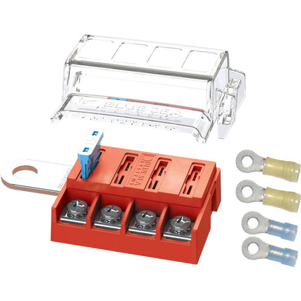 Blue Sea Systems 5023 ST Blade Battery Terminal Fuse Block 4 Circuit with Cover, Beige