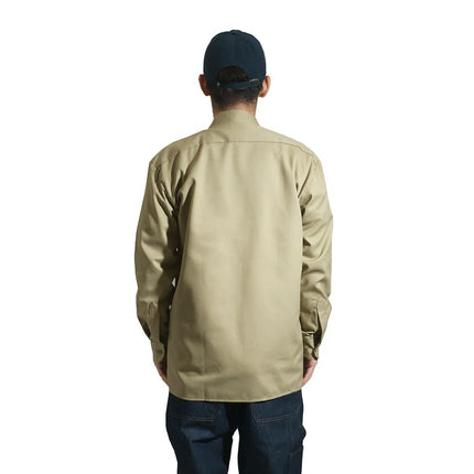 Dickies Men's Long Sleeve Work Shirt, Silver, Large