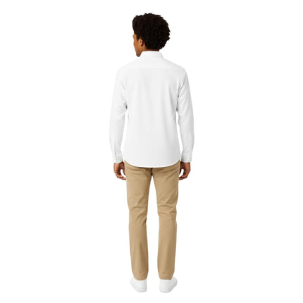 French Toast Men's Long Sleeve Classic Dress Shirt, White, XL