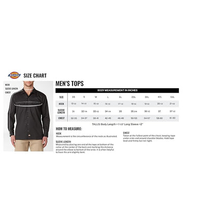 Chemise de travail à manches longues Dickies pour homme, grande taille, marine, XLT