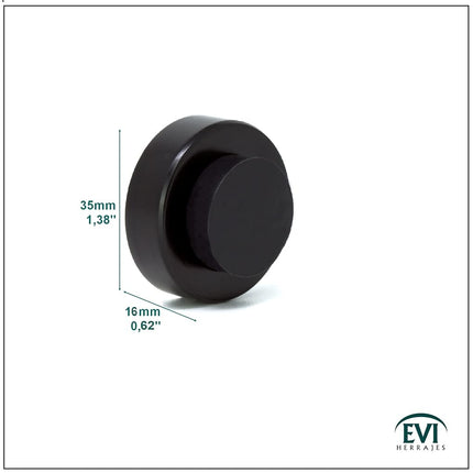 EVI | Wall/Handle Adhesive Doorstop | 0.9'' X 0.55'' | White Rubber | V2A Stainless Steel | Includes Screw + Clamping Anchor | Mod. I-254