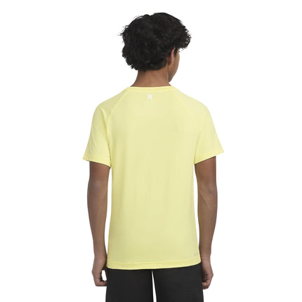 Hurley Boys' UPF 50+ Rash Guard Swim Shirt, Heavenly Yellow/Icon, Medium