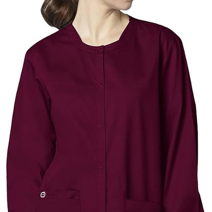 WonderWink Unisex-Adult's Snap Front Jacket, Wine, X-Small