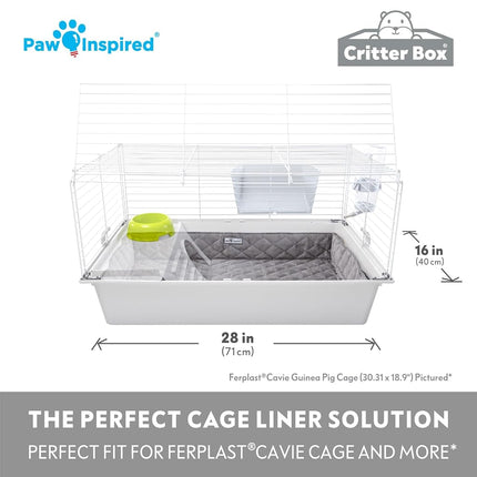 Paw Inspired Critter Box Bed Mat | Washable Guinea Pig Cage Liners with Raised Sides | Fleece Bedding for Guinea Pigs Rabbits, Hamsters, Small Animals | Edge Protected Pee Pads (C&C 2x1 (14" Grids))