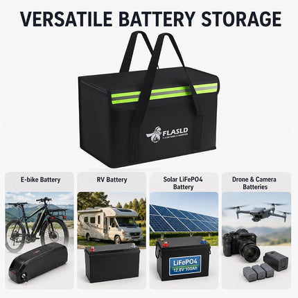 FLASLD Large Fireproof Lipo Bag for Lithium Battery Storage and Charging, 14 x 7.8 x 9.5in Waterproof Box for Documents and Valuables