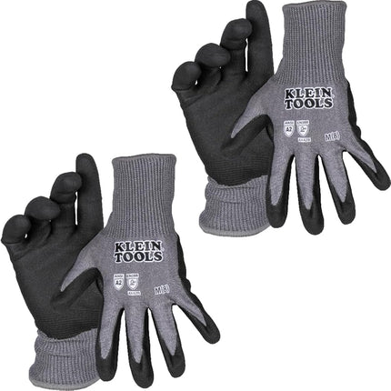 KLEIN TOOLS 60583 Work Gloves, Knit Dipped Cut Resistant ANSI A2 Nitrile Coated Gloves, HPPE Fabric, Touchscreen Capable, Small, 2-Pair