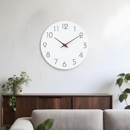 Mosewa Large Wall Clock 16 Inch Silent Non Ticking Wall Clocks Battery Operated - Simple Minimalist Clock Decorative for Kitchen,Home,Bedroom,Living Room, Office(16" White)