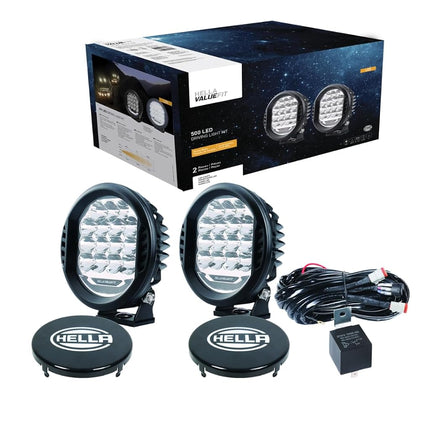 Hella 358117171 ValueFit 500 LED Driving Lamp Kit, 2 Pack, Black