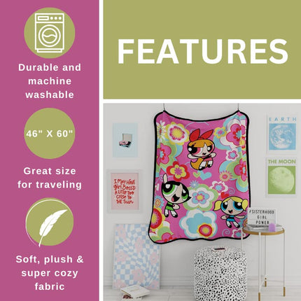 Franco Ropa de Cama Power Puff Girls, Manta de Micro Raschel Súper Suave, 46 x 60 pulg., (Producto Oficialmente Licenciado de Power Puff Girls) Coleccionables