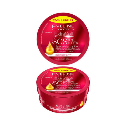 Eveline Cosmetics Extra Soft S.O.S 10% Urea Intensive Regenerating Face & Body Cream with bioHYALURON PLUS COMPLEX™ - 175ml