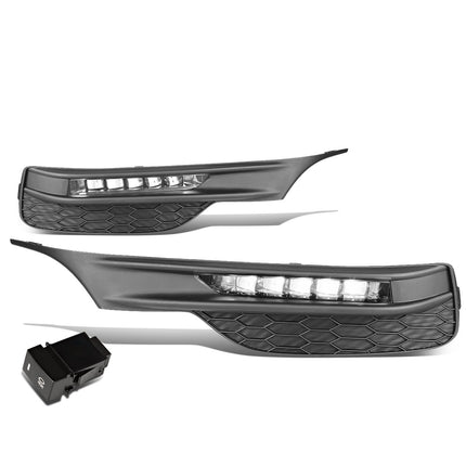 DNA MOTORING FL-ZTL-257-CH Luces antiniebla LED con bisel e interruptor lado del conductor y del pasajero Mejora la visibilidad [Compatible con Honda Accord 16-17]
