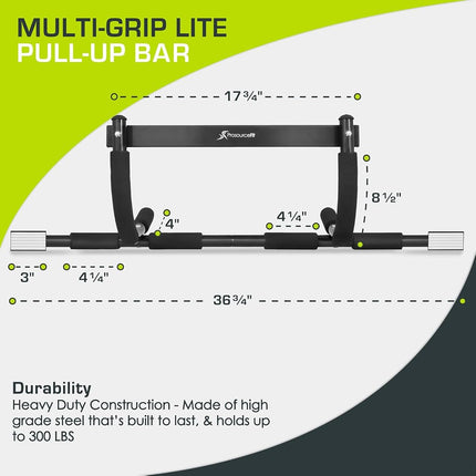 ProsourceFit Multi-Grip Lite Pull Up/Chin Up Bar, Heavy Duty Doorway Upper Body Workout Bar for Home Gyms 24”-32”