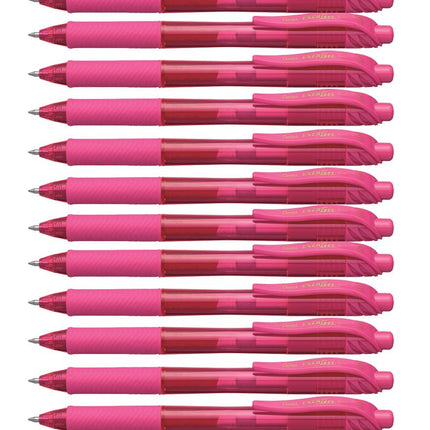 Pentel EnerGel BL107-P Gel-Ink Roller Ball Pens with Click Top, 0.35 mm - Pink (Pack of 12)