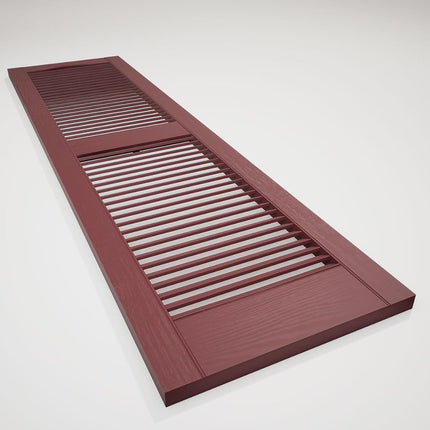 Ekena Millwork LL1C12X02400BD 12" W x 24" H Open Shutters with Center Slits Lifetime Vinyl Top with Fastener (Pair) Bordeaux