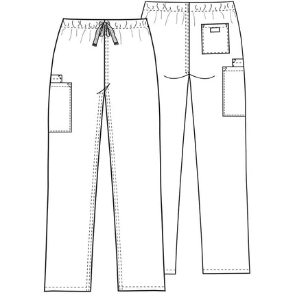 CHEROKEE Men & Women Scrubs Pant Workwear Originals Drawstring Cargo 4100, Black, X-Large