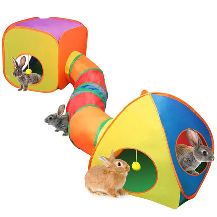 YUEPET Rabbit Tunnel and Cube Collapsible Tent Bun