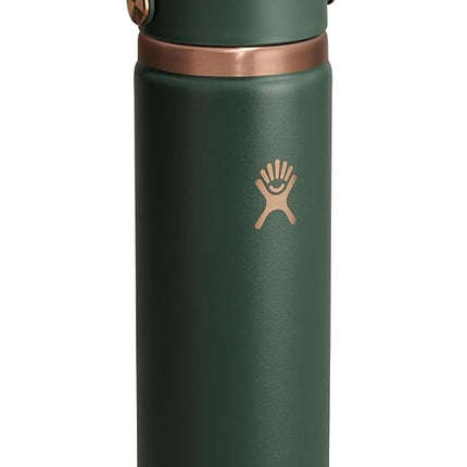 Hydro Flask Water Bottle - Insulated Stainless Steel - Wide Straw Lid, Non Spill, Leakproof in 24 Oz Forest Green Arc