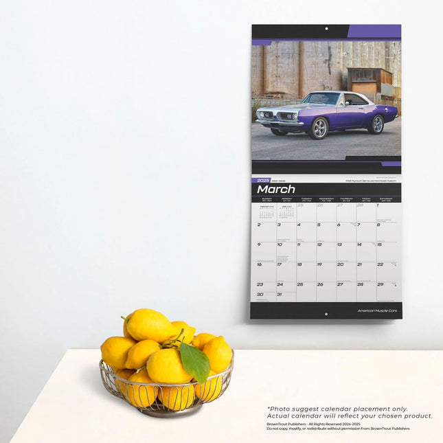 American Muscle Cars OFFICIAL | 2025 12 x 24 Inch Monthly Square Wall Calendar | Foil Stamped Cover | Plastic-Free | BrownTrout | USA Motor Ford Chevrolet Chrysler Oldsmobile Pontiac