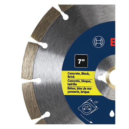 BOSCH DB441C 4 in. Premium Segmented Rim Diamond Blade with 7/8 in. Arbor for Universal Rough Cut Wet/Dry Cutting Applications in Concrete, Brick, Block