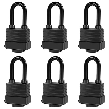Abizarch Padlocks Keyed Alike for Outdoor use, Pack of 6, Laminated Steel Lock Set Safety Padlock, Waterproof Heavy Duty Outdoor Security Lock