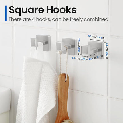 FAHKNS 10 Pièces Ensemble d'Accessoires de Salle de Bain 23,6 Pouces en Acier Inoxydable, Porte-Serviettes Carré Mural pour Salle de Bain, Argent