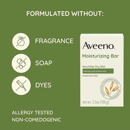 Aveeno Moisturizing Face Cleansing Bar Soap - Fragrance Free - 3.5 oz