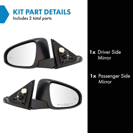 TRQ Driver & Passenger Side Mirror Set Compatible with 2015 Toyota Camry TO1320373 TO1321373