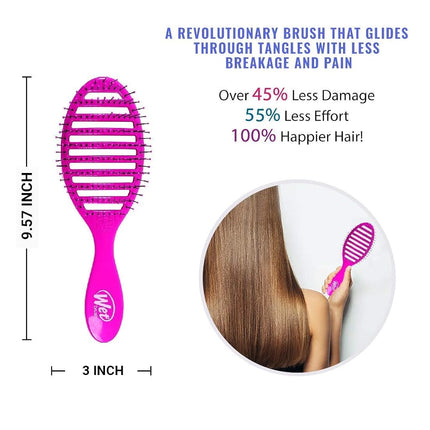 WetBrush Speed Dry Detangler With Heat Resistant HeatFlex Bristles and Open Vent Design to Dry Hair Faster, Gentle on All Hair Types, Metallic Marble Collection, Onyx