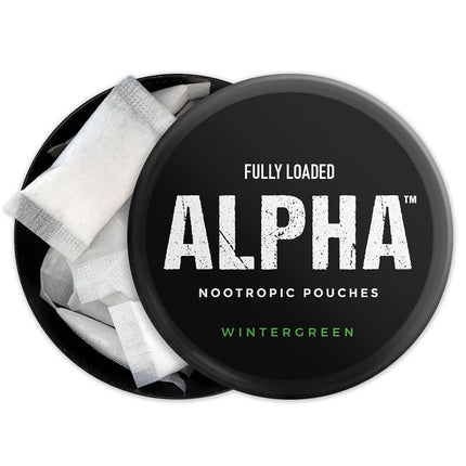 Fully Loaded Alpha Nootropic Pouches (Wintergreen) - 5 Cans - 15 Pouches per can - Effective Nootropic Delivery, Nic Pouch Replacement - Faster Absorption, Alpha GPC, L-Tyrosine, GABA