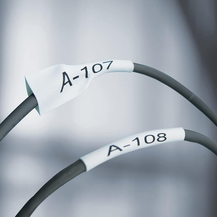 DYMO Rhino Industrial Heat-Shrink Cable Label Tubes | 6mm x 1.5m | Black Print on White | for Rhino Label Makers