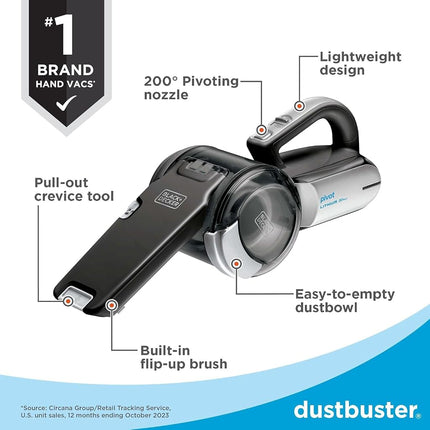 20v MAX Lithium Pivot Vacuum Includes Vacuum, Washable Filter,pre-filter, Onboard Brush, Onboard Crevice Tool, Charging Base by Black and Decker