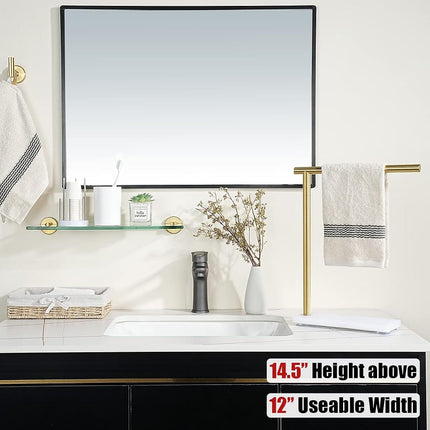 JQK Porte-Serviettes sur Pied Or Brossé, Support Moderne Autonome pour Plan de Travail avec Barre de 30,5 cm, Acier Inoxydable 304 Épais 0,8 mm Base Blanche, HTT170-WG