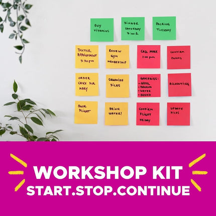 Post-it Super Sticky Notes 3x3 inch, 24 Pads/Pack, 70 Sheets/Pad, Workshop Kit, Red, Yellow, Green (654-24SSANSIOC)