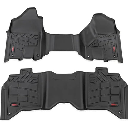 Tapis de sol sur mesure Rough Country pour Ram 2500/3500 (2019-2024) - Convient aux cabines doubles avec banquette avant - Caoutchouc souple, rebord surélevé, protection tout temps, tapis de sol avant et arrière