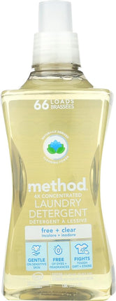 Method Laundry Detergent, Free + Clear, 53.5 Fluid