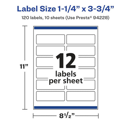 Avery Glossy White Rectangle Labels with Sure Feed, 1.25" x 3.75", 120 Glossy White Labels, Print-to-The-Edge, Permanent Label Adhesive, Laser/Inkjet Printable Labels