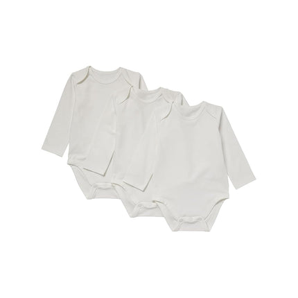 Hanes Lot de 3 bodies unisexes à manches longues Pure Comfort pour bébé, garçons et filles, Blanc 002, 12 mois