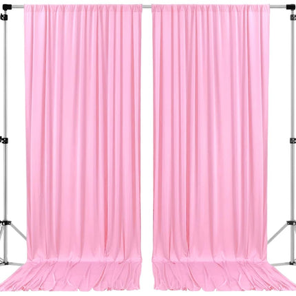 AK TRADING 10 feet x 10 feet Polyester Backdrop Drapes Curtains Panels with Rod Pockets - Wedding Ceremony Party Home Window Decorations - Pink (DRAPE-5x10-PINK)