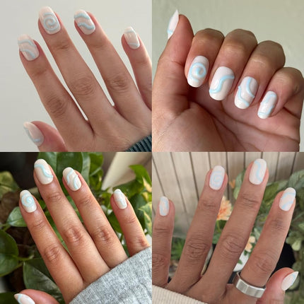 Olive & June Maximalist Instant Mani Press-On Nails (Glue) | 42 Fake Nails, 21 Sizes | Non-Toxic, Long-Lasting Big, Bold Gorgeous Realistic Look | Salon-Quality at Home | Short, Round | Puffy Swirls