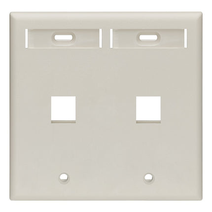 Leviton 42080-2TP 2-Port Dual Gang QuickPort Wallplate with ID Windows, Light Almond