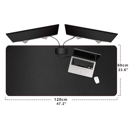ZORESYN 3XL Large Mouse Pad (120 x 60cm) - PU Leather Extended Gaming Mousepad Desk Mat - Nonslip Base and Waterproof Desktop Keyboard Extended Mouse Mat (Black, 3X-Large)