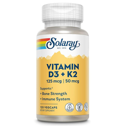 Solaray - Vitamin D3 + K2 Soy-Free Formula - 120 V